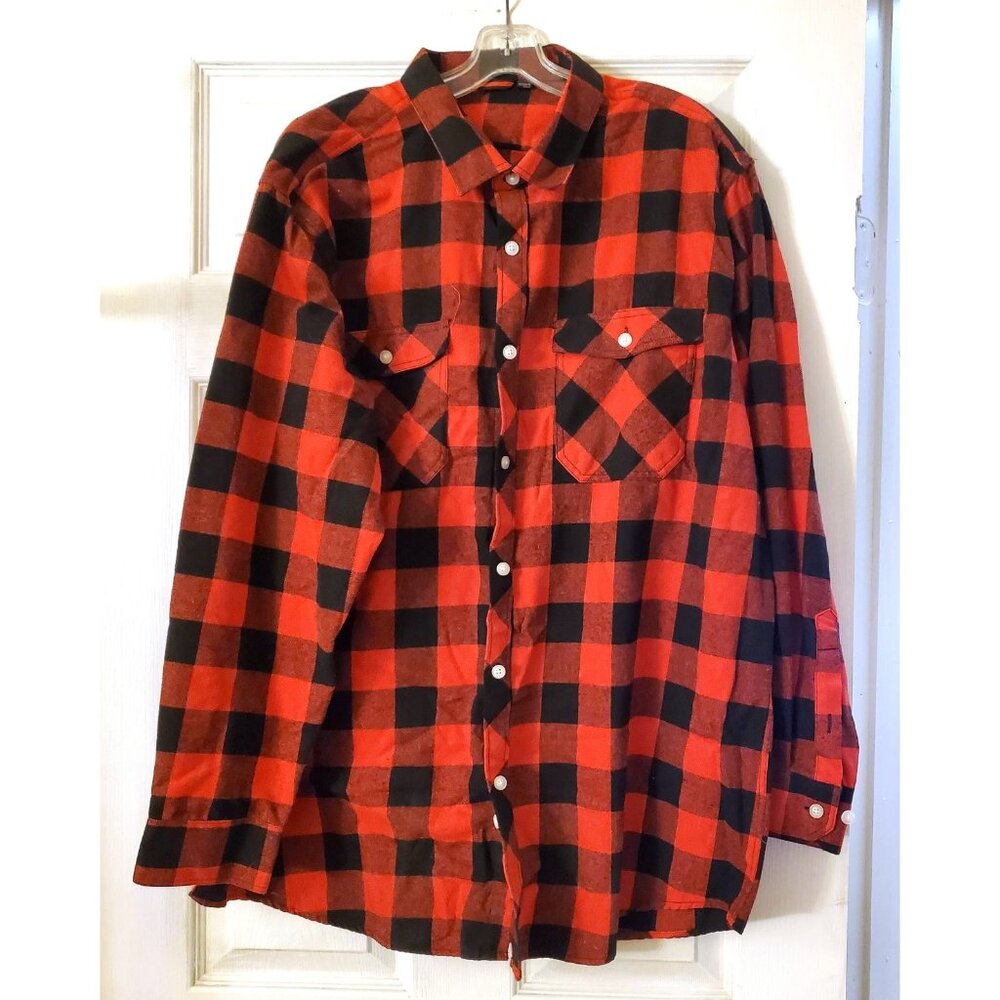 DESIGN IN ITALY MENS RED AND BLACK PLAID FLANNEL SHIRT SIZE 2X NWOT